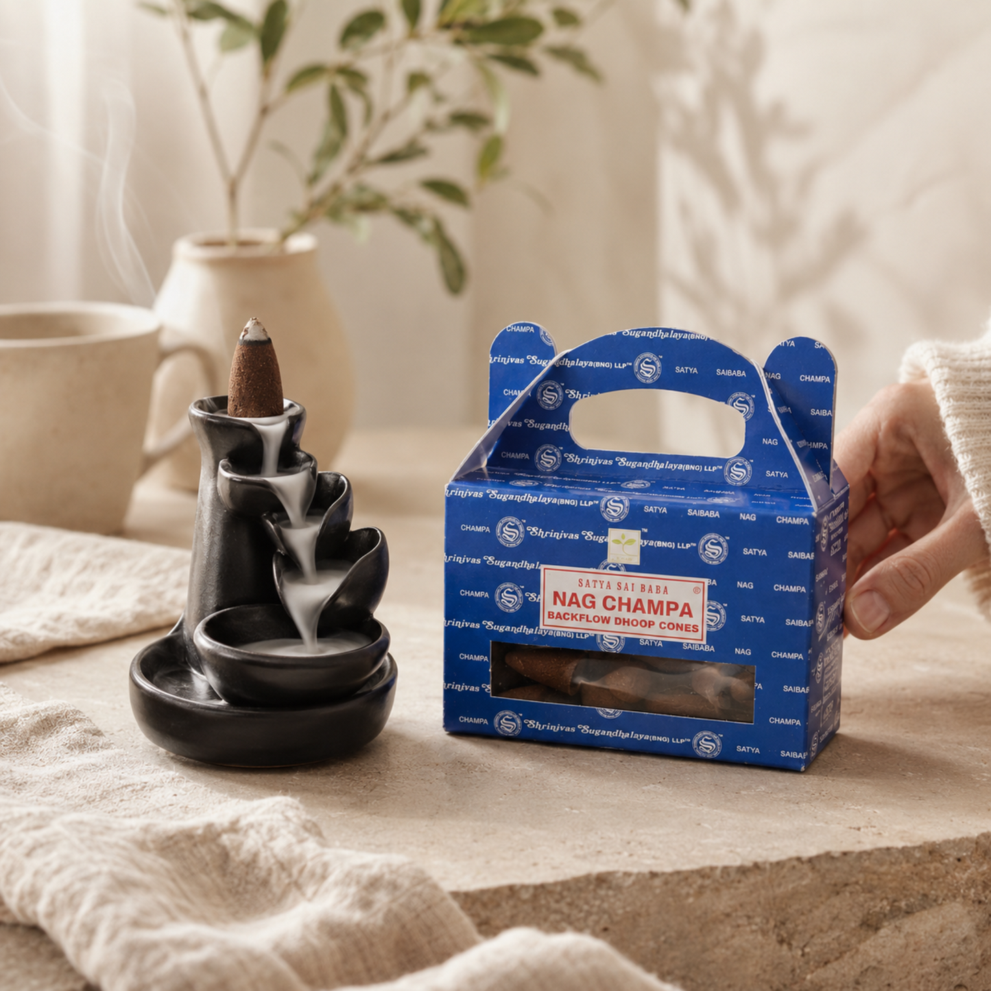 Backflow-Räucherkegel "Nag Champa" - warmer Duft für fließende Abendrituale